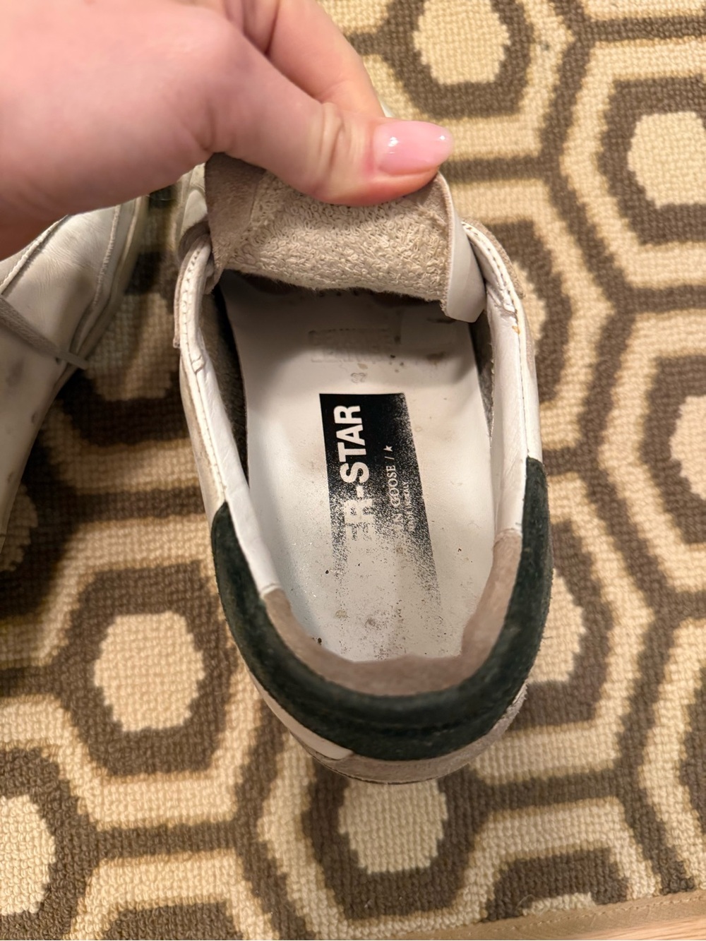 Golden Goose White Sneakers with Dark Green Heel Detail - Picture 7 of 9
